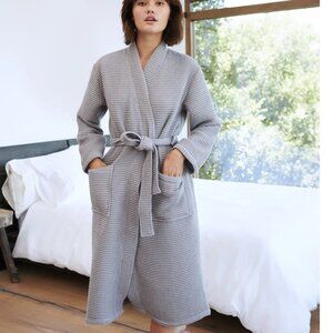 Quince Organic Turkish Waffle Robe, Gray